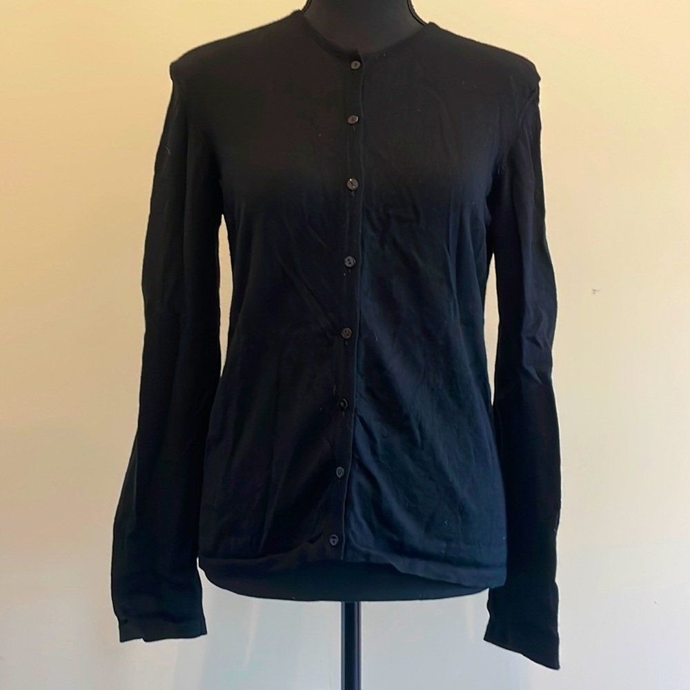 Henri Bendel black cardigan Italian wool size Medium